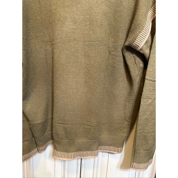 Valolia Women's V-Neck Hooded Knit Pullover Sweater Olive Green Size Medium NWT - Picture 7 of 12